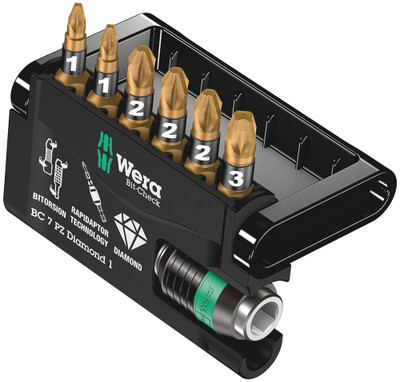 Wera Bit-Check 7 PZ Diamond 1 - Bits with tiny diamond particles on the bit tip Wera Bit-Check 7 PZ Diamond 1 - Bits with tiny diamond particles on the bit tip