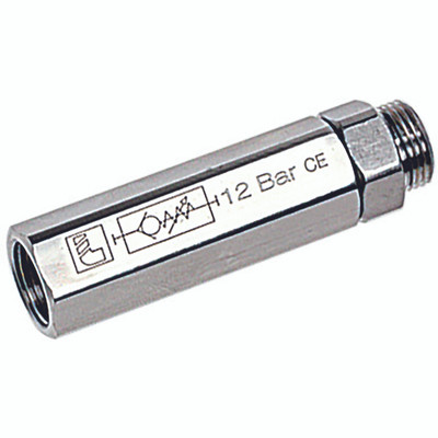 ADJ CHECK VALVE SUPPLY VER M/F BSPP 3/8 - 3/8" BSP Parallel Male x 3/8" BSP Parallel Female, Adjustable Check Valve, Supply Version, Brass Nickel Plated, Working Temperature -20°C to +80°C, Maximum Working Pressure 12 bar, Parker Legris