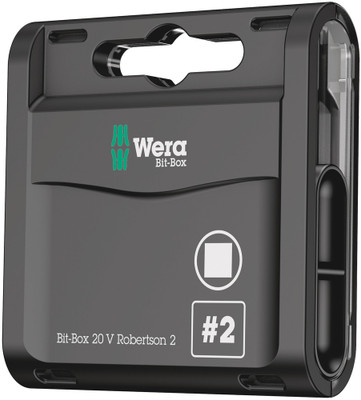 Wera Bit-Box 20 V Robertson 20 x # 2x25mm - High quality bits for square recessed screws in a practical Bit-Box Wera Bit-Box 20 V Robertson 20 x # 2x25mm - High quality bits for square recessed screws in a practical Bit-Box