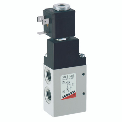 1/4 SOLENOID 110V DC 5W - G1/4" BSP Parallel Female, Series 3, Electro Pneumatically Operated External Servo Single Solenoid, 3/2 Normally Closed, Spring Return (334), 110V DC 5W, Flow 1300 Ni/min, Working Temperature 0Â°C to +60Â°C, Maximum Working Press
