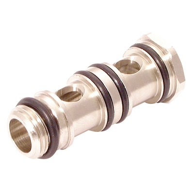 1/4" STACKING BANJO FOR 2 - 1/4" BSP Parallel Male, LF3000 Metric Push-in Tube Fitting, BSP Parallel Male, Double Banjo Bolt, Plastic/Brass Nickel Plated, Working Temperature -20Â°C to +80Â°C, Maximum Working Pressure 20 bar, Parker Legris