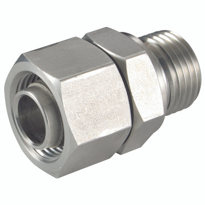 16MM OD X 1/2" BSPP STANDPIPE (S) VITON - 1/2" BSP Parallel Male x 16mm Outside Diameter, Hydraulic 316 Stainless Steel DIN 2353 Compression Fitting, Heavy Duty (Captive Seal), Adjustable Stud Coupling, Maximum Working Pressure 400 bar, PH Industrie