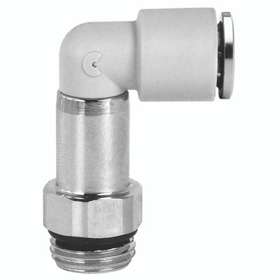 4MM X 1/8 BSPP S7000 MALE EXT SW ELBOW - 1/8" BSP Parallel Male x 4mm Outside Diameter, Series 7000 Super-rapid Compact Fitting, Extended, 90° Stud Swivel Elbow, Technopolymer Working Temperature -20°C to +60°C, Working Pressure -0 4MM X 1/8 BSPP S7000 MALE EXT SW ELBOW - 1/8" BSP Parallel Male x 4mm Outside Diameter, Series 7000 Super-rapid Compact Fitting, Extended, 90° Stud Swivel Elbow, Technopolymer Working Temperature -20°C to +60°C, Working Pressure -0