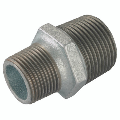 3/4"X1/2" BSPTM HEX NIPPLE GALVANISED GF245G - 3/4" BSP Tapered Male x 1/2" BSP Tapered Male, Malleable Iron Pipe Fitting, Galvanised, Reducing Hexagonal Nipple, Fig 3/4"X1/2" BSPTM HEX NIPPLE GALVANISED GF245G - 3/4" BSP Tapered Male x 1/2" BSP Tapered Male, Malleable Iron Pipe Fitting, Galvanised, Reducing Hexagonal Nipple, Fig