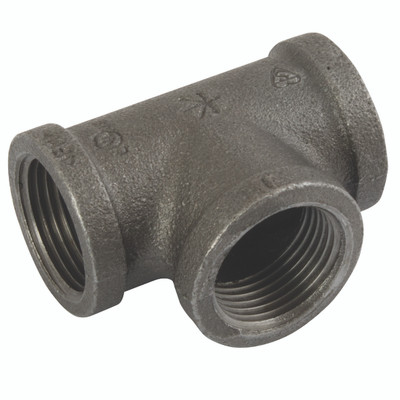 (BS FIG161) FEM BSPT EQUAL TEE 2 BLK - 2" BSP Tapered Female, Malleable Iron Pipe Fitting, Black, Equal Tee, Fig