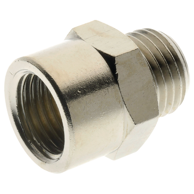 3/8" BSPP Male x 3/4" BSPP Female Adaptor - 3/8" BSP Parallel Male x 3/4" BSP Parallel Female, Brass Nickel Plated Adaptor, Straight, Kelm