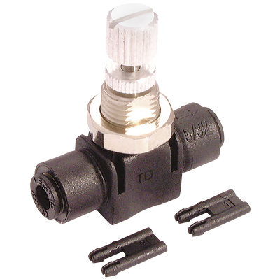 12MM IN-LINE PANEL MOUNTABLE - 12mm Outside Diameter, In-line Panel Mountable Manual Flow Controller, Uni-Directional to Suit Cylinder, Tube x Tube, Working Temperature 0Â°C to +70Â°C, Maximum Working Pressure 10 bar, Parker Legris