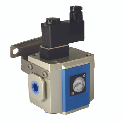 3/8" SOFT START VALVE 24V DC 400 SERIES - 3/8" BSP Parallel Female, Air Preparation, 400 Series, Soft Start, Valve, Solenoid Coil, DIN Connector, Mounting Bracket, and Gauge, 24V DC, Working Temperature -20Â¬âˆžC to +70Â¬âˆžC, Maximum Working Pressure 9 b