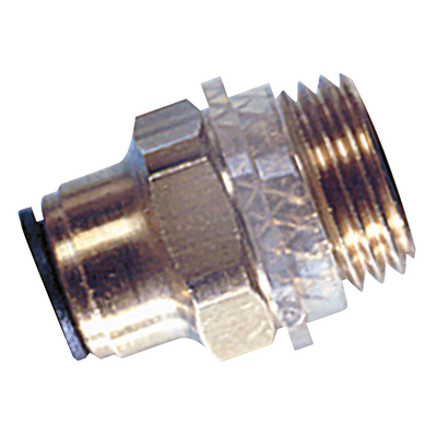 4MM X 1/8" STRAIGHTAIGHT ADAPTOR - 1/8" Super Thread Male x 4mm Outside Diameter, Metric Push-in Fitting, Stud, Brass, Working Temperature 0Â°C to +23Â°C, Maximum Working Pressure 16 bar, John Guest