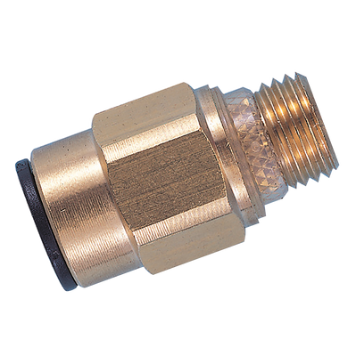 4MM X M5 STRAIGHTAIGHT ADAPTOR - M5 Metric Male x 4mm Outside Diameter, Metric Push-in Fitting, Super Thread, Stud, Brass, Working Temperature 0Â°C to +23Â°C, Maximum Working Pressure 16 bar, John Guest