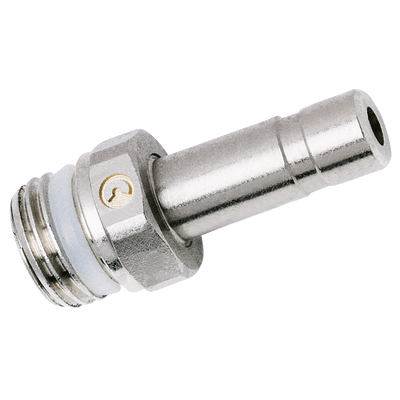 4MM OD X 1/8 STEM ADAPTOR - 1/8" BSP Parallel Male x 4mm Stem Outside Diameter, Super-Rapid Push-in Fitting, Straight Stem Adaptor, Nickel Plated Brass, Working Temperature -10Â°C to +60Â°C, Maximum Working Pressure 16 bar, Camozzi