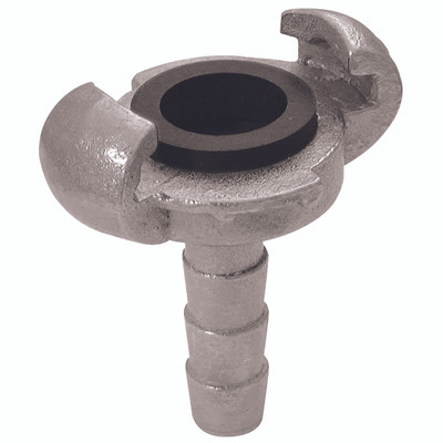 CLAW COUPLER 3/8" HOSETAIL PLATED - Q1 Hose Tail, European Execution Double Lock Claw Coupling, to Suit Hose Inside Diameter 3/8", Nitrile Seal, Zinc Plated and Yellow Passivated Malleable Iron, Working Temperature -40Â°C to +95Â°C, Maximum Working Pressu