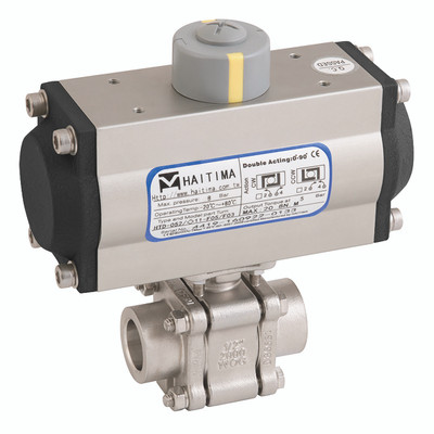 1" NBSW SS 3PC FSAS BV HAITIMA DA ACT - 1" Socket Weld, 3 Piece Ball Valve Fitted with a Pneumatic Actuator, Double Acting, ATEX, Fire Safe Approved, Stainless Steel Valve Material, Viton Seal Material, Valve Working Temperature -20Â°C to +220Â°C, Actuato