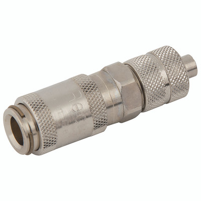 04X06MM HOSE COUPLING BRASS NICKEL - Pneumatic Quick Release, Series 20KA, Standard, Parker Rectus, Coupling, Quick Fit Tube Connection, To Fit 4 x 6Tube Size, Valved, Brass Nickel Plated, Nitrile Seal, Working Temperature -20Â°C to +100Â°C, Maximum Worki