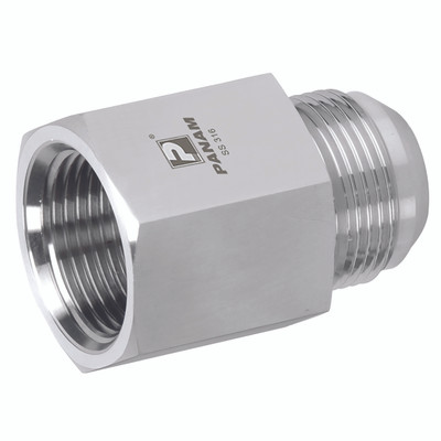 7/8 X 1/2 M/F BSPT X JIC FIXED ST/ST - 7/8"-14 UNF Male x 1/2" BSP Tapered Female, 37° JIC Flare Fitting, Straight, Stainless Steel, PanamAll images used are for illustrative purposes only 7/8 X 1/2 M/F BSPT X JIC FIXED ST/ST - 7/8"-14 UNF Male x 1/2" BSP Tapered Female, 37° JIC Flare Fitting, Straight, Stainless Steel, PanamAll images used are for illustrative purposes only