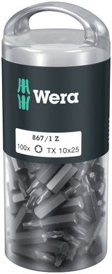 Wera 867/1 TORX® DIY 100 100 x TX 10x25mm - High quality bits for recessed TORX® screws Wera 867/1 TORX® DIY 100 100 x TX 10x25mm - High quality bits for recessed TORX® screws