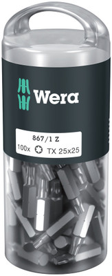 Wera 867/1 TORX® DIY 100 100 x TX 25x25mm - High quality bits for recessed TORX® screws Wera 867/1 TORX® DIY 100 100 x TX 25x25mm - High quality bits for recessed TORX® screws