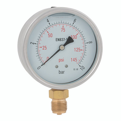1/2"BSPP 100MM HVY DTY BTM GAU 0-5800PSI - 1/2" BSP Parallel Male, 1/2" BSP Parallel, Stainless Steel Case, Heavy Duty, Bottom Connection Pressure Gauges, 100mm Dial Diameter, Stainless Steel, Working Pressure 0 to 400 bar, FT ProAll images used are fo