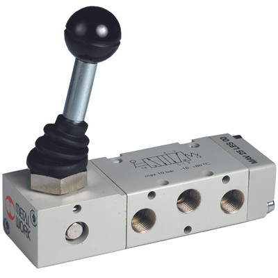 LEVER VALVE  5/2 BI-STABLE G1/4 - 1/4" BSP Parallel Female, 5/2 Bistable, Lever Valve, 90Ã‚Â°, Metal WorkAll images used are for illustrative purposes only