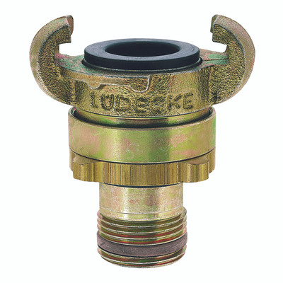 MODY CLAW COUPLING MALE 1/2" - 1/2" BSP Parallel Male, SSG Male Thread - DIN 3238 Part 1, BSP Parallel, SSG Claw Coupling, DIN 3238 Standard, Nitrile Seal, Zinc Plated and Yellow Passivated (Chrome VI Free) Malleable Iron, Working Temperature -45Ã‚Â°C to