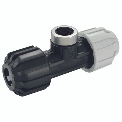 UT FEMALE T 15-22 (1/2") -3/4" -25MM - 3/4" BSP Parallel Female x 15-22mm(1/2") Outside Diameter x 25mm Outside Diameter, Polyethylene Pipe Universal Transition Fitting, Stud Tee, Polypropylene, Air-ProAll images used are for illustrative purposes only