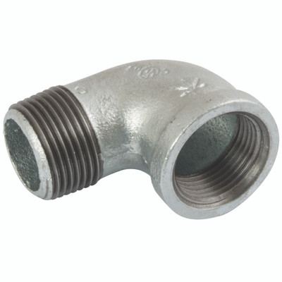 (BS FIG152) MXF BSPT 90Â° ELBOW 3/4 GLV - 3/4" BSP Tapered Male, Malleable Iron Pipe Fitting, Galvanised, Equal 90Ã‚Â° Elbow, Fig