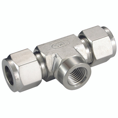 5/8" NPT Tee - 5/8" NPT Female, Hydraulic 316 Stainless Steel Twin Ferrule Imperial Compression Fitting, Female Branch x Tube, Tee, To Suit 1/2" Outside Diameter, PanamAll images used are for illustrative purposes only