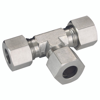 42MM OD EQUAL TEE - 42mm Outside Diameter, Hydraulic 316 Stainless Steel DIN 2353 Compression Fitting, Tube x Tube, Light Duty, Tee, Maximum Working Pressure 250 bar, PH IndustrieAll images used are for illustrative purposes only