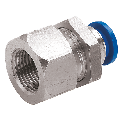 6mm OD x 1/4" BSPP Female Bulkhead - 1/4" BSP Parallel Female x 6mm Outside Diameter, Pneumatic One Touch Plastic Push-in Metric Tube Fitting, Bulkhead, Plastic/Brass Nickel Plated, Working Temperature 0°C to +60°C, Maximum Working Pressure 10 bar, 6mm OD x 1/4" BSPP Female Bulkhead - 1/4" BSP Parallel Female x 6mm Outside Diameter, Pneumatic One Touch Plastic Push-in Metric Tube Fitting, Bulkhead, Plastic/Brass Nickel Plated, Working Temperature 0°C to +60°C, Maximum Working Pressure 10 bar,