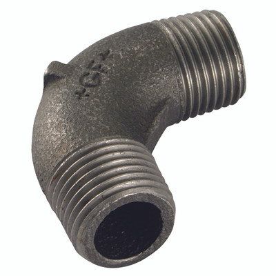 1" BSPT MALE/MALE ELBOW 90 BLACK GF94 - 1" BSP Tapered Male, Malleable Iron Pipe Fitting, Black, Equal 90Ã‚Â° Elbow, Fig