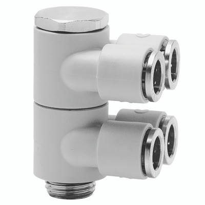 8MM X 1/8 BSPP DBL ADJ TWIN BANJO 4 OUT - 1/8" BSP Parallel Male x 8mm Outside Diameter, Series 7000 Super-rapid Compact Fitting, 4 Outlets, Double Adjustable Twin Banjo, Technopolymer Working Temperature -20Ã‚Â°C to +60Ã‚Â°C, Working Pressure -0