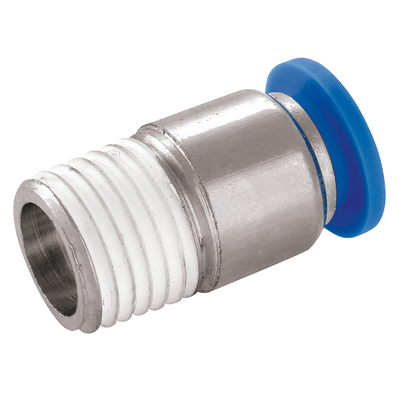 5/32" OD x 1/4" NPT Male Stud Round - 5/32" NPT Male x 1/4" Outside Diameter, Pneumatic One Touch Plastic Push-in Imperial Tube Fitting, Round Body, Stud, Plastic/Brass Nickel Plated, Working Temperature 0°C to +60°C, Maximum Working Pressure 10 bar 5/32" OD x 1/4" NPT Male Stud Round - 5/32" NPT Male x 1/4" Outside Diameter, Pneumatic One Touch Plastic Push-in Imperial Tube Fitting, Round Body, Stud, Plastic/Brass Nickel Plated, Working Temperature 0°C to +60°C, Maximum Working Pressure 10 bar