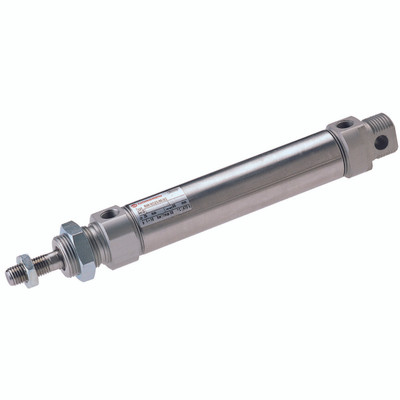 25X25MM D/A CYLINDER - 1/8" BSP Parallel Female Ports, 25mm Bore x 25mm Stroke Length, ISO 6432 Cylinder, Double Acting RM/8000/M, Magnetic, Standard, Stainless Steel Barrel and Piston Rod, Buffer Cushioning, M10 x 1