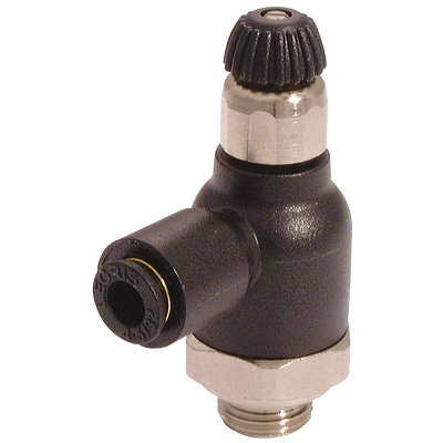 6MM X 1/4" COMPACT BI-DIRECTIONAL - 1/4" BSP Parallel Male x 6mm Outside Diameter, Compact 90Ã‚Â° Manual Flow Controller, Bi-Directional, Working Temperature 0Ã‚Â°C to +70Ã‚Â°C, Maximum Working Pressure 10 bar, Parker LegrisAll images used are for illu