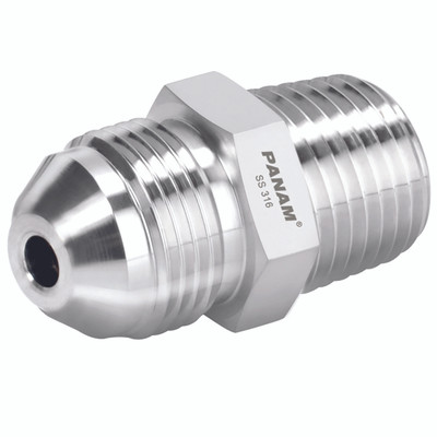3/8" NPT x 9/16" JIC Male/Male - 3/8" NPT Male x 9/16" JIC Male, 10,000 psi Rated Steel Adaptor, 316 Stainless Steel, Maximum Working Pressure 690 bar, PanamAll images used are for illustrative purposes only 3/8" NPT x 9/16" JIC Male/Male - 3/8" NPT Male x 9/16" JIC Male, 10,000 psi Rated Steel Adaptor, 316 Stainless Steel, Maximum Working Pressure 690 bar, PanamAll images used are for illustrative purposes only