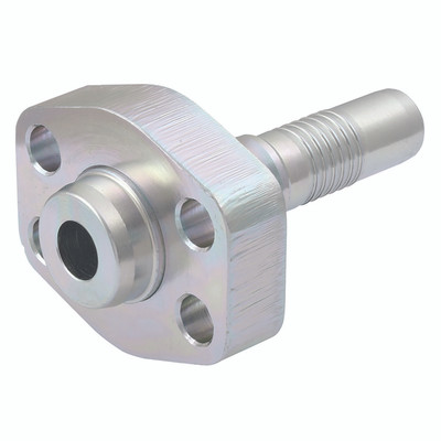 3/4" Nominal Diameter Poclain Flange Male x Hose Tail - 3/4" Nominal Diameter, Hydraulic Interlock Hose Connector, Poclain Flange Male x Hose Tail, Interlock Straight, to Suit 3/4" Hose Inside Diameter, Mild Steel, FT ProAll images used are for illustr