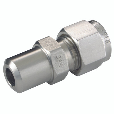 MALE PIPE WELD CONN 14 OD 3/8 TUBE - 14mm Outside Diameter x 3/8" Outside Diameter, Hydraulic Twin Ferrule Metric Compression Fitting, Union Welding Connector, Tube x Tube, 316 Stainless Steel, PanamAll images used are for illustrative purposes only
