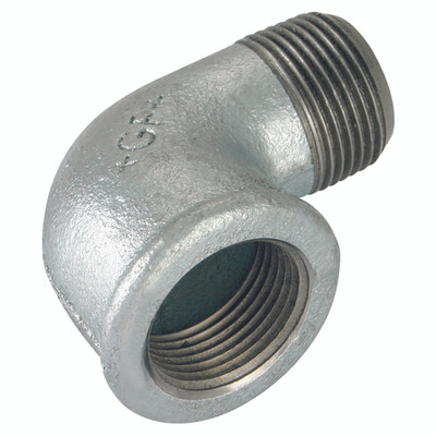 1/4" BSP/T MALE/FEM ELBOW 90 GALVANISED GF92G - 1/4" BSP Tapered Male x 1/4" BSP Parallel Female, Malleable Iron Pipe Fitting, Galvanised, Equal 90Ã‚Â° Elbow, Fig