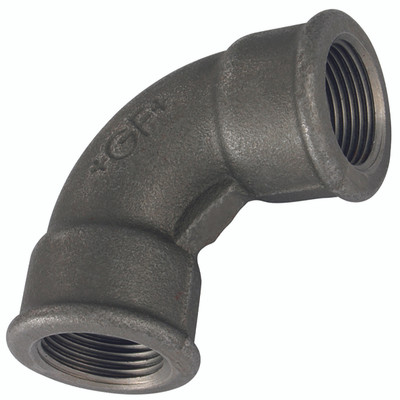 3/4" BSPP FEM/FEM SHORT BEND BLACK GF2A - 3/4" BSP Parallel Female, Malleable Iron Pipe Fitting, Black, Equal 90° Bend, Fig 3/4" BSPP FEM/FEM SHORT BEND BLACK GF2A - 3/4" BSP Parallel Female, Malleable Iron Pipe Fitting, Black, Equal 90° Bend, Fig