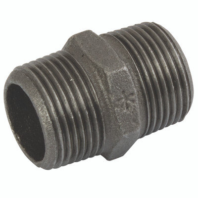 (BS FIG144) BSPT HEX NIPPLE 3/8 BLK - 3/8" BSP Tapered Male, Malleable Iron Pipe Fitting, Black, Equal Hexagonal Nipple, Fig (BS FIG144) BSPT HEX NIPPLE 3/8 BLK - 3/8" BSP Tapered Male, Malleable Iron Pipe Fitting, Black, Equal Hexagonal Nipple, Fig