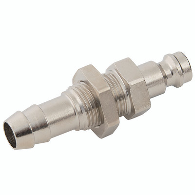 9mm BULKHEAD HOSE TAIL PLUG - Pneumatic Quick Release, Series 21KA, Standard, Parker Rectus, Plug, Panel Mount, Standard Hose Tail, To Suit Hose Inside Diameter 9mm, Non Valved, Brass Nickel Plated, Working Temperature -20Ã‚Â°C to +100Ã‚Â°C, Maximum Worki