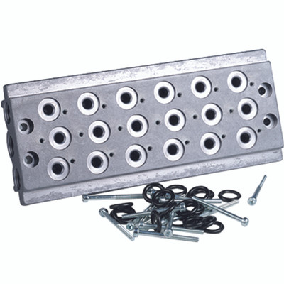 MANIFOLD G1/8 7 POSITION - 1/8" BSP Parallel Female, In-line Manifold Base to Suit Series 70 Valve, 7 Positions, Working Temperature -20Â°C TO +120Â°C, Metal WorkAll images used are for illustrative purposes only