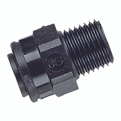 04MM OD X 1/8" BSPT MALE STRAIGHT ADAPTOR - 1/8" BSP Taper Male x 4mm Outside Diameter, Metric Push-in Fitting, Stud, Plastic, Working Temperature 0Ã‚Â°C to +23Ã‚Â°C, Maximum Working Pressure 16 bar, John GuestAll images used are for illustrative purpo
