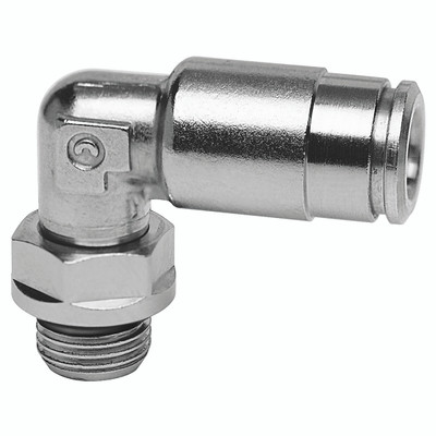 8MM OD X 1/8"BSPP SER 8000 M/STUD ELB - 1/8" BSP Parallel Male x 8mm Outside Diameter, Series 8000 Dual Seal Super-Rapid Push-in Fitting, 90Ã‚Â° Stud Swivel Elbow, Nickel Plated Brass, Working Temperature -20Ã‚Â°C to +80Ã‚Â°C, Working Pressure -0