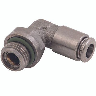 FOOD GRADE SWIVEL ELBOW 8MM TO G1/4 - 1/4" BSP Parallel x 8mm Outside Diameter, 90Ã‚Â° Male Stud Swivel Elbow, Brass Nickel Plated, Working Temperature -20Ã‚Â° C to +150Ã‚Â°C, Working Pressure -0