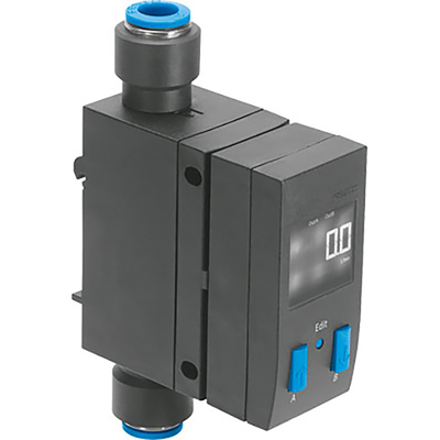 SFAB-600U-HQ10-2SV-M12 FL/SENS - Flow Sensor Sfab-600U-Hq10-2Sv-M12 with Rotatable Display and Integrated Qs Fittings