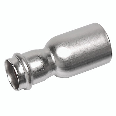 42MM X 35MM S9000 REDUCER FEMXMALE PE - 35mm Outside Diameter x 42mm Inside Diameter, Press Fit Piping System, Series 9000, Female End x Plain End, Reducer, Straight, Stainless Steel, EPDM, Seal, Working Temperature -30°C to +120°C, Maximum Working 42MM X 35MM S9000 REDUCER FEMXMALE PE - 35mm Outside Diameter x 42mm Inside Diameter, Press Fit Piping System, Series 9000, Female End x Plain End, Reducer, Straight, Stainless Steel, EPDM, Seal, Working Temperature -30°C to +120°C, Maximum Working