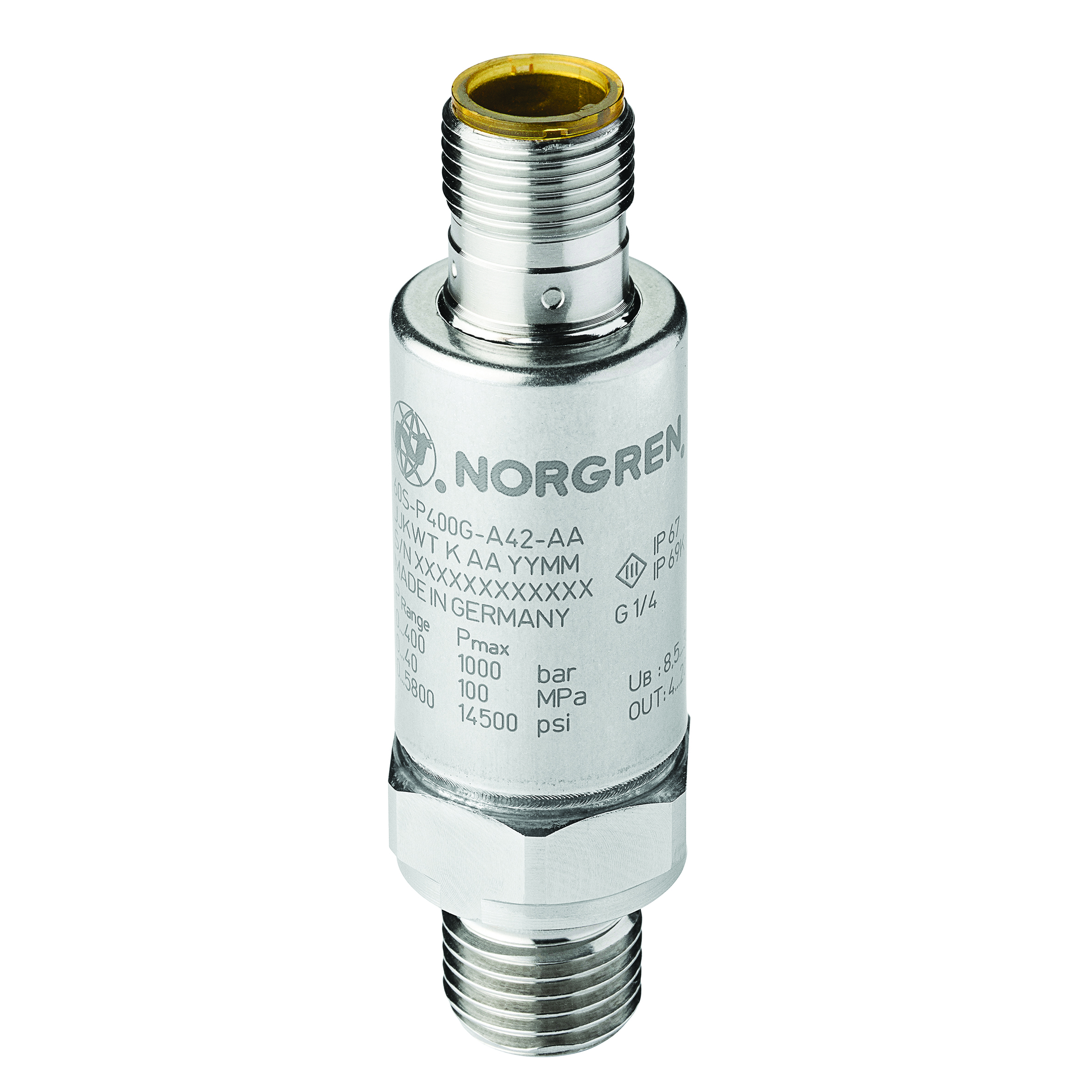 Electronic Pressure Sensor 60S Pneumatic/Hydraulic/Allfluid Working Temperature +40 - 90 celcius Thread BSPP G1/4 -1 10 Working Pressure, Norgren