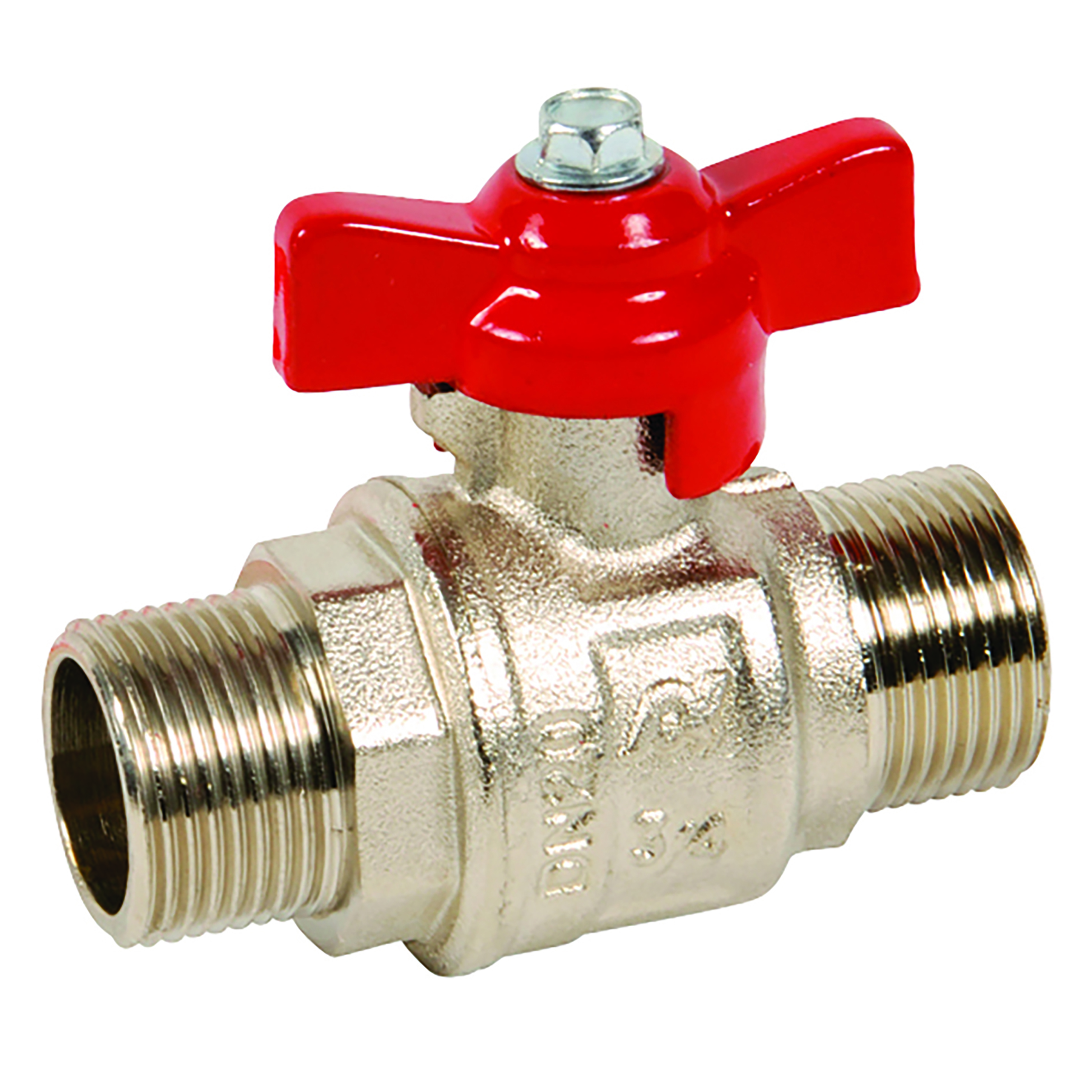 1" BSPP Brass Ball Valve Red Wing Handle Full Bore