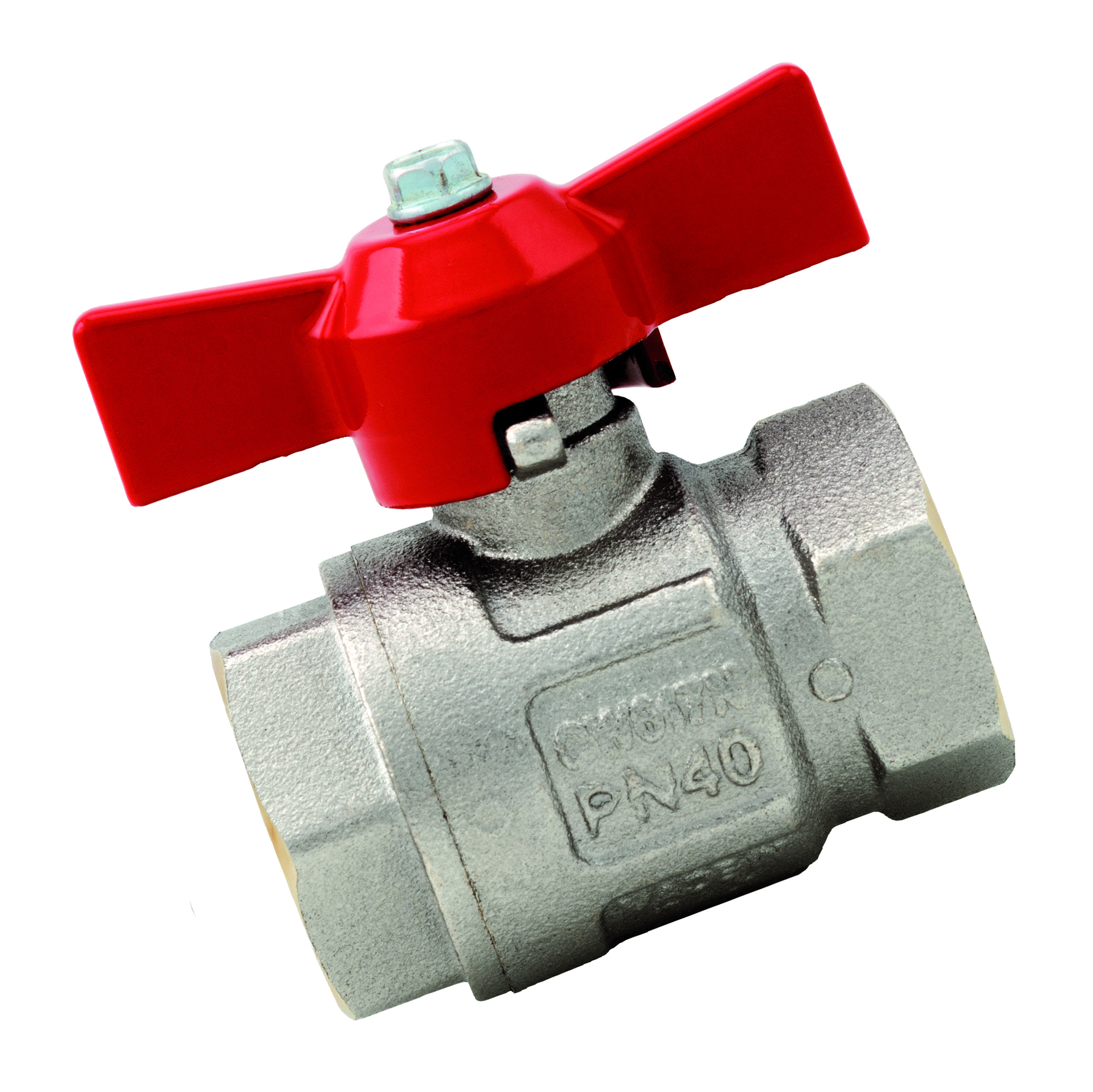1/4" Brass Ball Valve Wing Handle Ni Plated